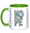 Mug with a colored handle Nope cloud kelly-green фото