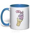 Mug with a colored handle Like icecream royal-blue фото