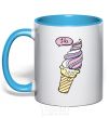 Mug with a colored handle Like icecream sky-blue фото