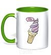 Mug with a colored handle Like icecream kelly-green фото