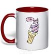 Mug with a colored handle Like icecream red фото