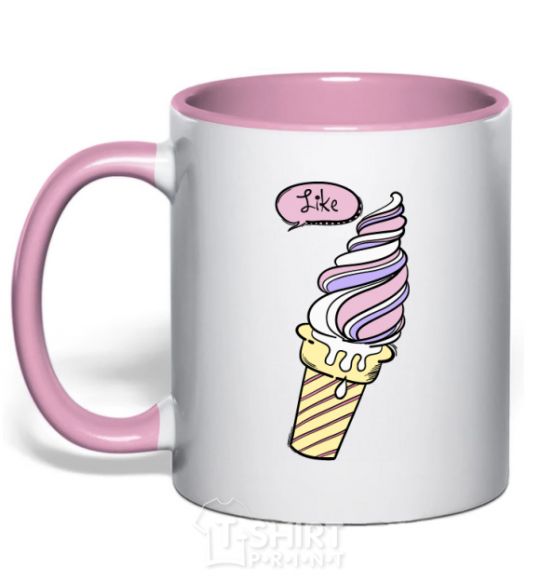 Mug with a colored handle Like icecream light-pink фото