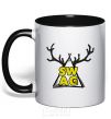 Mug with a colored handle Swag horns black фото