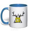 Mug with a colored handle Swag horns royal-blue фото