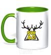 Mug with a colored handle Swag horns kelly-green фото