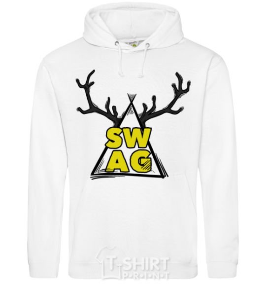 Men`s hoodie Swag horns White фото