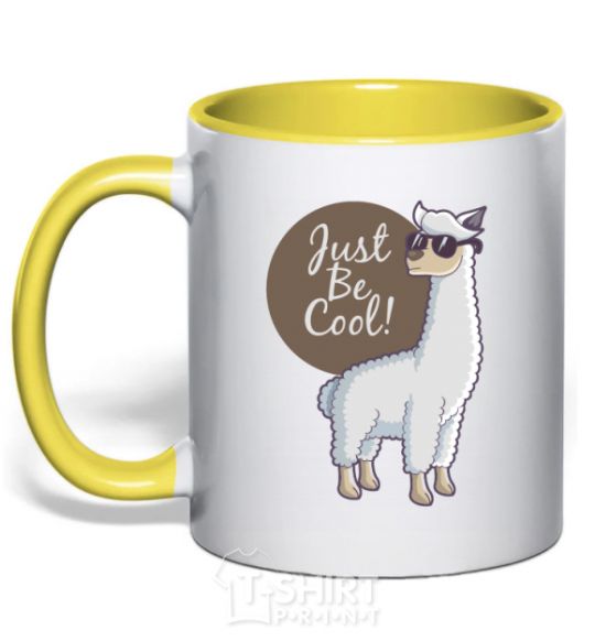 Mug with a colored handle Just be cool yellow фото