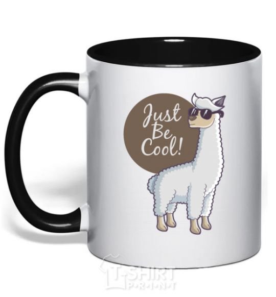 Mug with a colored handle Just be cool black фото