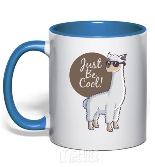 Mug with a colored handle Just be cool royal-blue фото