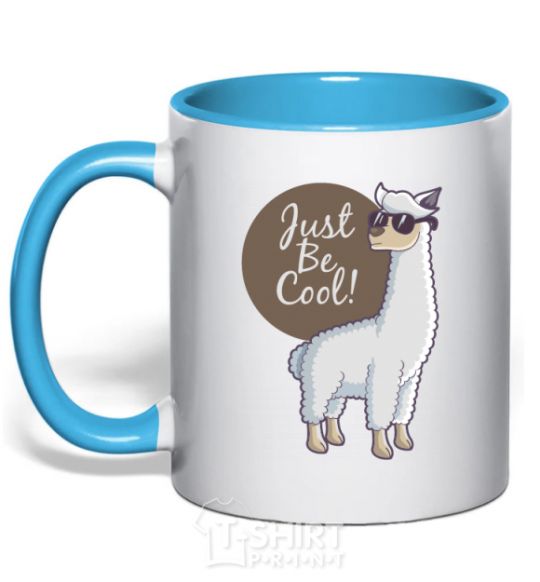 Mug with a colored handle Just be cool sky-blue фото