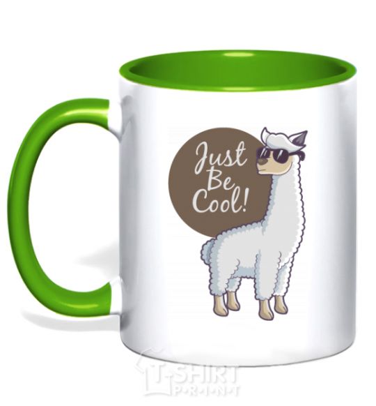 Mug with a colored handle Just be cool kelly-green фото