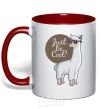 Mug with a colored handle Just be cool red фото