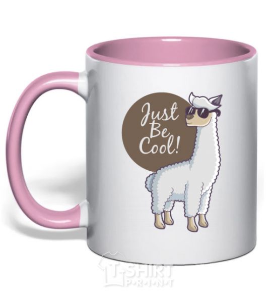 Mug with a colored handle Just be cool light-pink фото