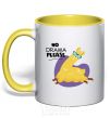 Mug with a colored handle No drama please yellow фото