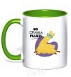 Mug with a colored handle No drama please kelly-green фото