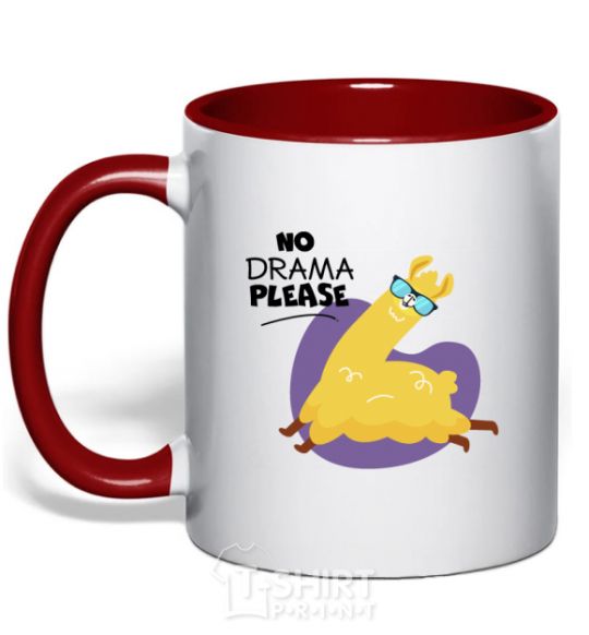 Mug with a colored handle No drama please red фото