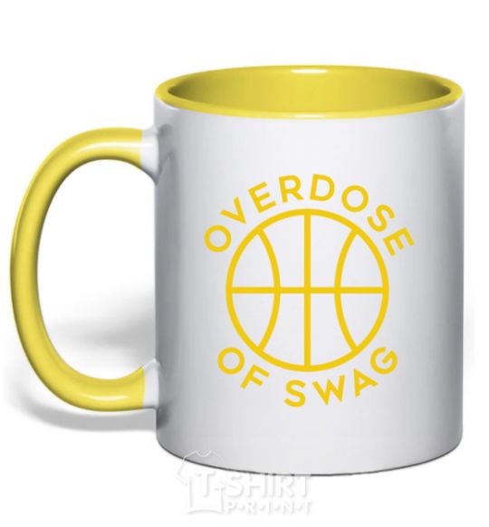 Mug with a colored handle Overdose of swag yellow фото