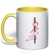 Mug with a colored handle Pole girl yellow фото