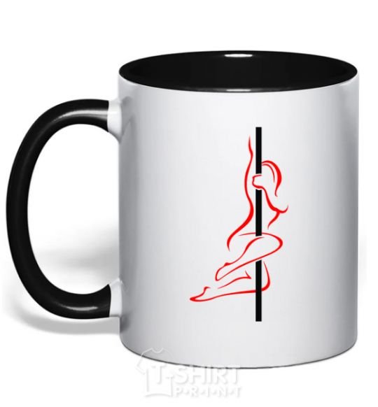 Mug with a colored handle Pole girl black фото