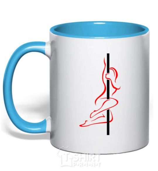 Mug with a colored handle Pole girl sky-blue фото