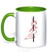 Mug with a colored handle Pole girl kelly-green фото