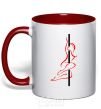 Mug with a colored handle Pole girl red фото