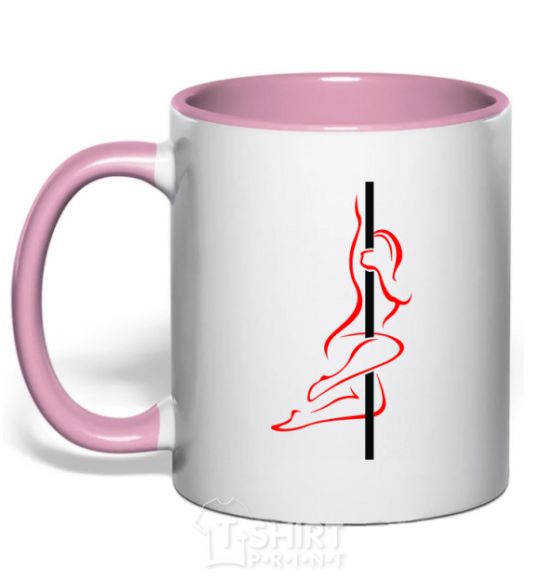 Mug with a colored handle Pole girl light-pink фото