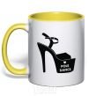 Mug with a colored handle Pole dance shoes yellow фото