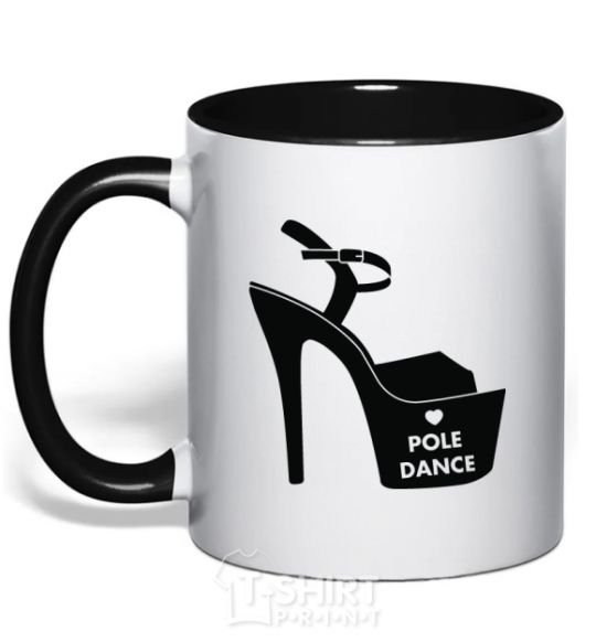 Mug with a colored handle Pole dance shoes black фото