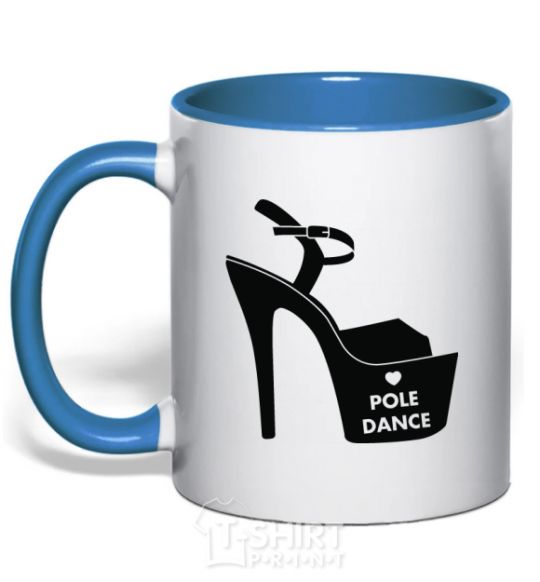 Mug with a colored handle Pole dance shoes royal-blue фото