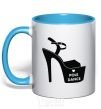 Mug with a colored handle Pole dance shoes sky-blue фото