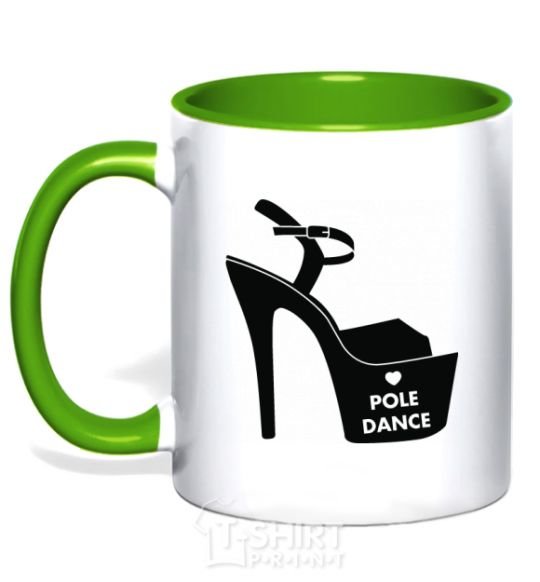 Mug with a colored handle Pole dance shoes kelly-green фото