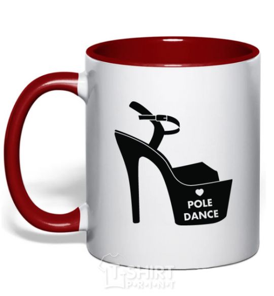 Mug with a colored handle Pole dance shoes red фото