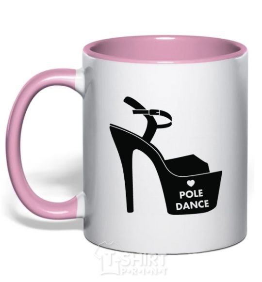 Mug with a colored handle Pole dance shoes light-pink фото