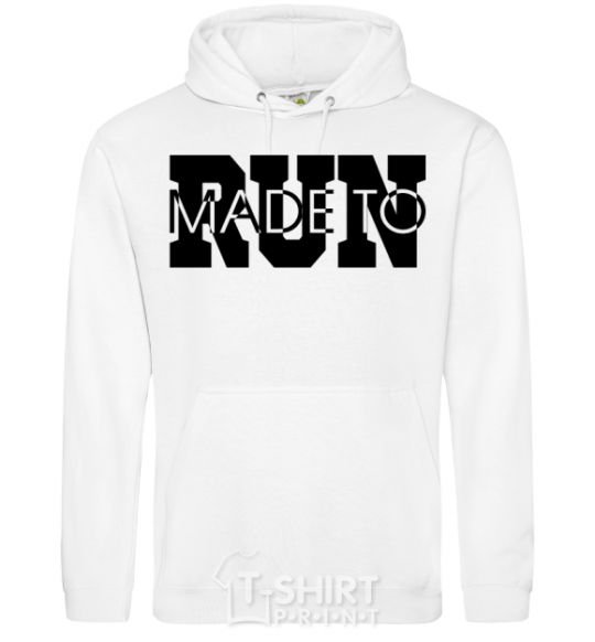 Men`s hoodie Made to run text White фото