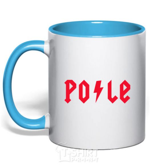 Mug with a colored handle Po-le sky-blue фото