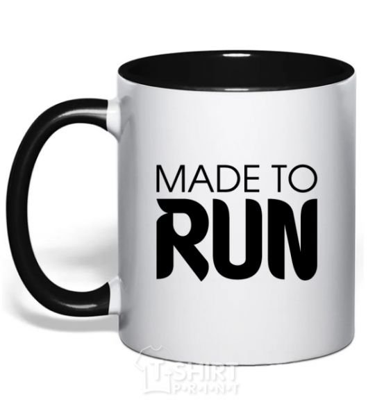 Mug with a colored handle Made to run black фото