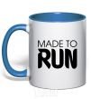 Mug with a colored handle Made to run royal-blue фото