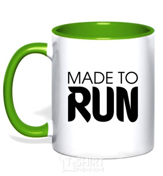 Mug with a colored handle Made to run kelly-green фото