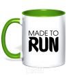 Mug with a colored handle Made to run kelly-green фото