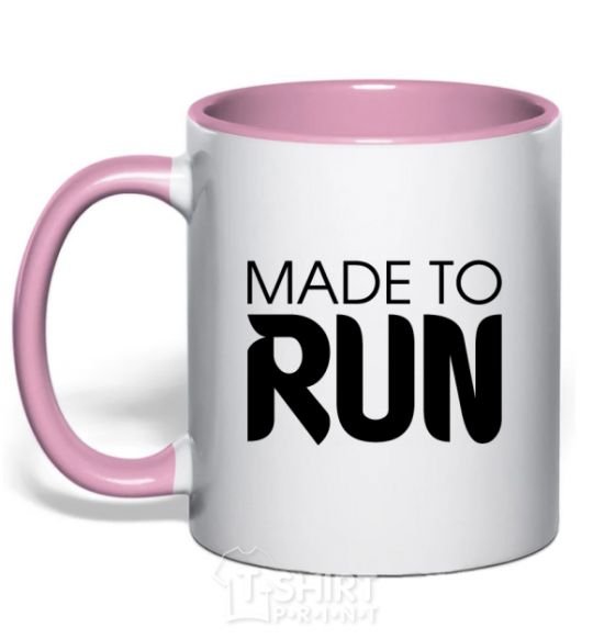 Mug with a colored handle Made to run light-pink фото