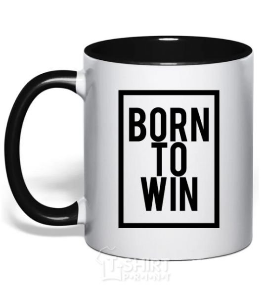 Mug with a colored handle Born to win black фото