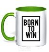 Mug with a colored handle Born to win kelly-green фото