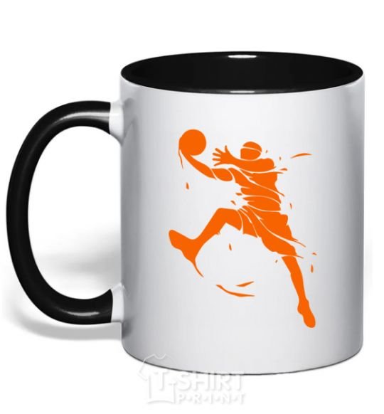 Mug with a colored handle Basketball jump black фото