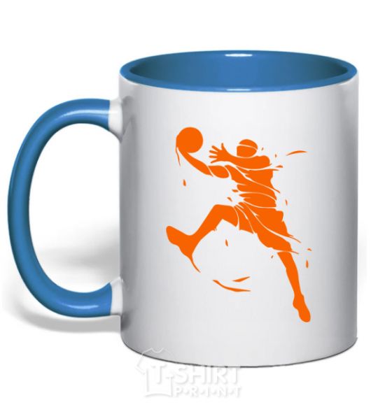 Mug with a colored handle Basketball jump royal-blue фото
