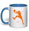 Mug with a colored handle Basketball jump royal-blue фото