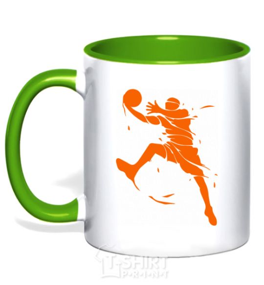 Mug with a colored handle Basketball jump kelly-green фото