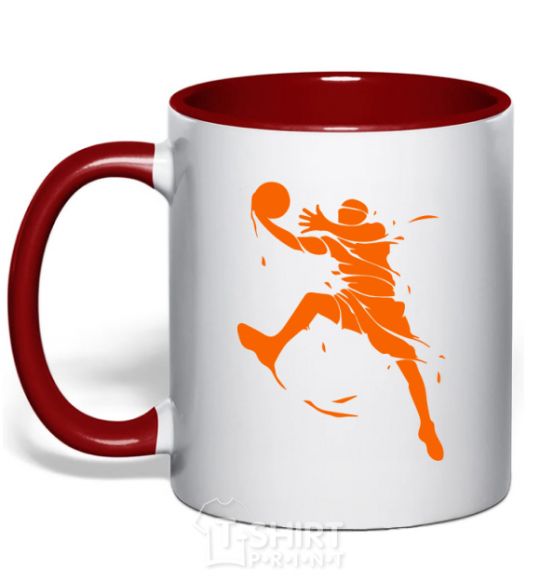 Mug with a colored handle Basketball jump red фото