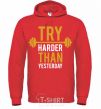 Men`s hoodie Try harder than yesterday bright-red фото