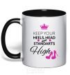 Mug with a colored handle Keep your heels head and standarts high black фото